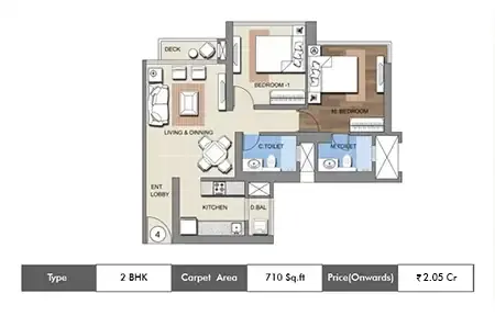 2 BHK-710 SqFt