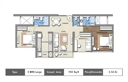 2 BHK-902 SqFt