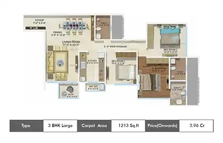 3 BHK-1213 SqFt