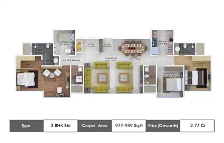 3 BHK-977-989 SqFt